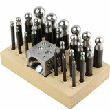 BLUEFOX TOOLS Jewellers 25 pcs Doming Block and Punch Set 2.3 mm to 25 mm Made of Steel Dapping Craft Metal