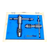BLUEFOX TOOLS 2 Piece Tap Wrench Ratchet T-Handle Set Reversible 1/16" To 1/2" Inch