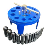 BLUEFOX TOOLS Gasket Punch Table Set 6–38mm | 16PCS Hole Punch Kit with Table | Heavy Duty Hollow Punch Set for Leather, Rubber, Plastic, Copper, Brass & Gasket Cutting