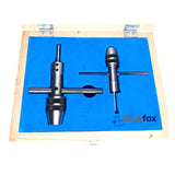 Bluefox Tools 2 Piece Piloted Tap Wrench Set – Spindle Drill Capacity 1/16"-1/4"-1/2" in Premium Wooden Box