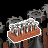 🔧 10PC HSS Woodruff Key Cutter Set with Wooden Stand – 1/2" Shank Keyseat & Keyway Milling Cutters