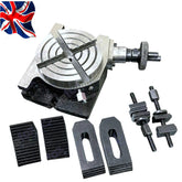 4" Horizontal & Vertical Precision Rotary Table with 14pc Clamping Kit | Milling Machine Indexing Table | UK STOCK