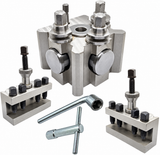 T2 Dixon Type Quick Change Tool Post Set with 2 Standard Tool Holders, 26mm Tool Capacity, 97x97x72mm Main Block for Colchester Student Master Lathe | UK STOCK