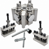 T2 Dixon Type Quick Change Tool Post Set with 2 Standard Tool Holders, 26mm Tool Capacity, 97x97x72mm Main Block for Colchester Student Master Lathe | UK STOCK