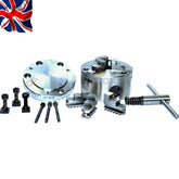 100mm 3 Jaw Self Centering Chuck with Back Plate for 3" & 4" Rotary Table Bluefox | UK STOCK