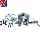 100mm 3 Jaw Self Centering Chuck with Back Plate for 3" & 4" Rotary Table Bluefox | UK STOCK