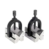 Precision Engineers V-Block Clamp Set | Matched Pair V Blocks with Clamps | 1-5/8" x 1-1/4" x 1-1/4" | Hardened Steel | Wooden Box