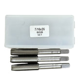 7/16" x 26 TPI Hand Tap Set – 3 Piece British Cycle Thread (BSC) Taps | Taper, Second & Plug