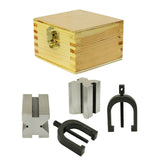 Precision Engineers V-Block Clamp Set | Matched Pair V Blocks with Clamps | 1-5/8" x 1-1/4" x 1-1/4" | Hardened Steel | Wooden Box