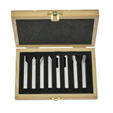 Precision 8-Piece HSS Lathe Tool Set – 6mm Form Tools with Wooden Storage Box