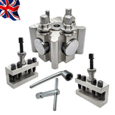 T2 Dixon Type Quick Change Tool Post Set with 2 Standard Tool Holders, 26mm Tool Capacity, 97x97x72mm Main Block for Colchester Student Master Lathe | UK STOCK