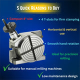 4 Inch (100mm) Precision Rotary Table Horizontal & Vertical Milling Table 4 Slot | DE