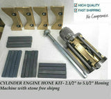 Cylinder Engine Hone Kit 2-1/2" to 5-1/2" with 4 Grit Honing Stones & Metal Case | DE