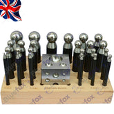 Jewellers 25 Piece Doming Block & Punch Set | Steel Dapping Forming Kit with Wooden Stand | UK STOCK