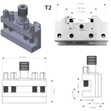 T2 Quick Change Tool Holder | Fits Colchester Student & Master Lathes | 26mm Tool Capacity | UK STOCK