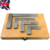 Engineers Square Set 4 Piece | 2", 3", 4" & 6" Precision Try Squares | Wooden Storage Case | UK STOCK