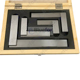 Präzisions-Winkelmaß-Set, 4-teilig | 2", 3", 4" & 6" Präzisions-Anschlagwinkel | Holzkassette | LAGER BESTAND UK