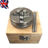 65mm 4 Jaw Self Centering Mini Lathe Chuck M14 x 1 Thread | Reversible Jaws with Wooden Box | UK STOCK