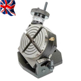 4" (100mm) Tilting Rotary Table 4 Slot | 90° Adjustable Milling & Metalworking Table | UK STOCK