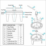 Gasket Punch Table Set 6-38mm | 16 Punch Easy Hole Punching Kit for Gaskets, Rubber & Sheet Materials | UK STOCK