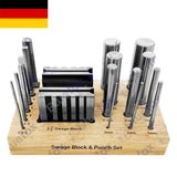17 Pcs Steel Swage Block & Forming Punch Set with Stand | Jewelry Forming & Shaping Tools | Bluefox Tools | DE