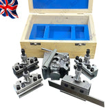 T51 Quick Change Tool Post Set with Standard, Boring & Parting Holders | Boxford Lathe | Wooden Box | Bluefox Tools | UK STOCK