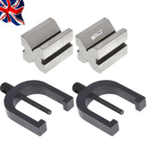Precision Engineers V-Block & Clamp Set | Matched Pair Hardened Steel 90° V Blocks | Bluefox Tools | UK STOCK