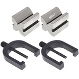 Precision Engineers V-Block & Clamp Set | Matched Pair Hardened Steel 90° V Blocks | Bluefox Tools | UK STOCK