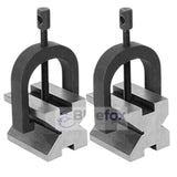 Precision Engineers V-Block & Clamp Set | Matched Pair Hardened Steel 90° V Blocks | Bluefox Tools | UK STOCK