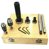 MT3 Lathe Tailstock Tap and Die Holder Set 8 Pcs | Thread Cutting & Tapping Kit with Morse Taper 3 Shank | Bluefox Tools | DE