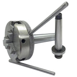 65mm (2-1/2") 3-Jaw Mini Lathe Chuck with MT1 & MT2 Arbors | M14 x 1 Thread | Self-Centering | Bluefox Tools | DE