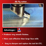 R8 Fly Cutter with 3/8" HSS Square Tool Bit | 2-1/2" Fly Cutter for Bridgeport Milling Machines | UK STOCK