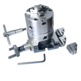 80mm Horizontal Vertical Rotary Table with 80mm 3 Jaw Self Centering Chuck & T-Nuts | Bluefox Tools | UK STOCK