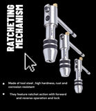 3 Pc Ratchet T Handle Tap Wrench Set 1/16"–1/2" (1.5–12.7mm) Bluefox Tools | UK STOCK