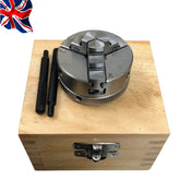 50mm 3 Jaw Mini Lathe Chuck – Self Centering | M12 x 1 Thread | Reversible Jaws | Wooden Box | UK