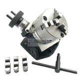 BlueFox Tools 4" (100mm) Tilting Rotary Table with 100mm 3 Jaw Self-Centering Chuck & Backplate | 36:1 Gear Ratio | Milling Machine Rotary Table