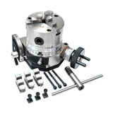 BlueFox Tools 4" (100mm) Tilting Rotary Table with 100mm 3 Jaw Self-Centering Chuck & Backplate | 36:1 Gear Ratio | Milling Machine Rotary Table