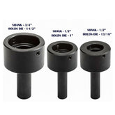 BlueFox Tools Tailstock Floating Round Die Holder Set | 3 Piece Shank Type Die Holder Set | 1/2" & 3/4" Shanks | For Lathe, Milling & Tapping Machines