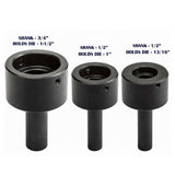 BlueFox Tools Tailstock Floating Round Die Holder Set | 3 Piece Shank Type Die Holder Set | 1/2" & 3/4" Shanks | For Lathe, Milling & Tapping Machines
