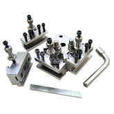 BlueFox Tools T37 5 Piece Quick Change Toolpost Set | 2 Standard Holders, Boring Vee & Parting Tool Holder | For Myford Lathes