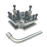 BlueFox Tools T37 Quick Change Tool Post Set | 4 Piece Dixon Type Toolpost with 2 Standard Holders & Vee Holder | For Myford ML7 & Super 7 Lathes