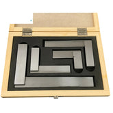 BlueFox Tools 4 Piece Engineers Try Square Set | 2", 3", 4" & 6" Precision Hardened Steel Machinist Squares with Wooden Storage Case