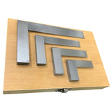 BlueFox Tools 4 Piece Engineers Try Square Set | 2", 3", 4" & 6" Precision Hardened Steel Machinist Squares with Wooden Storage Case