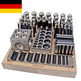 40 Piece Dapping & Doming Punch Set | Hardened Steel Jewelry Forming Kit with Blocks & Wooden Base | DE