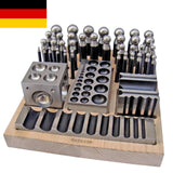 40 Piece Dapping & Doming Punch Set | Hardened Steel Jewelry Forming Kit with Blocks & Wooden Base | DE