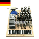 56 Pcs Jumbo Dapping Punch Set with Steel Swage Block, Doming Punches, Horn Anvil & Jewelry Forming Kit | DE