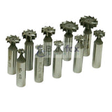 10 Piece HSS Woodruff Key Cutter Set with Wooden Stand | Keyseat Milling Cutters 1/2" Shank | DE