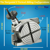 BlueFox Tools 4" (100mm) Tilting Rotary Table with 65mm 3 Jaw Self Centering Chuck | M14×1 Thread | 36:1 Milling Machine Rotary Table