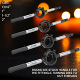 BlueFox Tools Round Stock Die Handle Set 4 Piece | 13/16", 1", 1-1/2" & 2" Die Holders | External Thread Cutting Tool Set