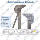 🔧 BLUEFOX TOOLS Multi-Purpose Stainless Steel Protractor Square Rule & Centre Finder – Drill Point Gauge